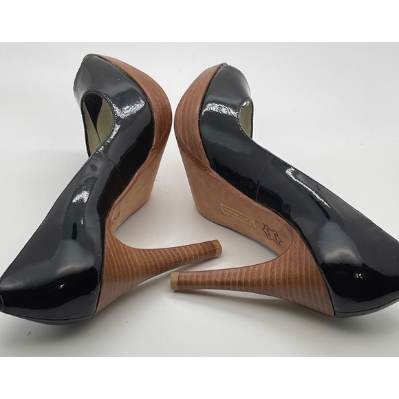 Steven by Steve Madden “Lalo” Peep Toe Black Patent Leather Heels Size 6M - Picture 7 of 7